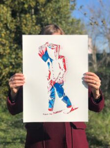 En boutique: Sérigraphie "L'homme qui marche". Tirage à 30 exemplaires signés orL.