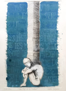 Cette gravure est une épreuve d'artiste rehaussée à l'encre de marqueurs.