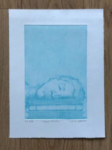 Cette série de gravures "Voyage immobile" est la toute première ou l'on voit apparaitre un dormeur dans l'oeuvre d'orL.
